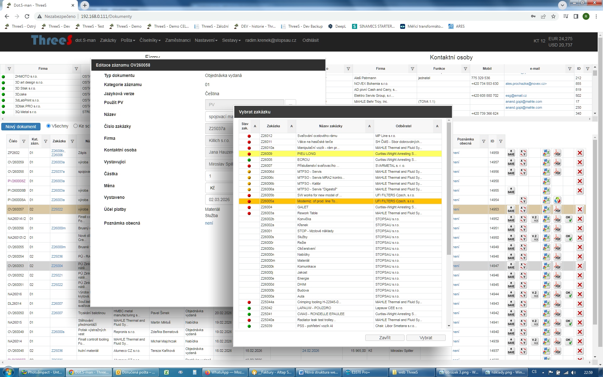 Organizace procesů v ThreeS